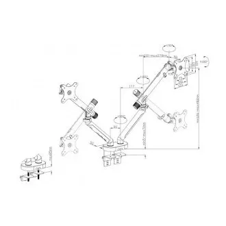 Digitus držák na dva monitory 2x 35"/10 kg, mechanická pružina, VESA: 75x75, 100x100, černý