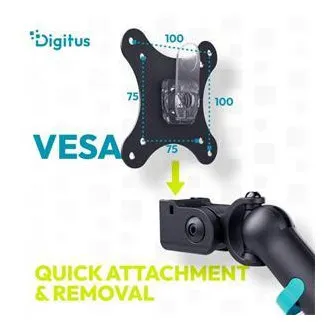 Digitus držák na dva monitory 2x 35"/10 kg, mechanická pružina, VESA: 75x75, 100x100, černý