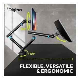 Digitus držák na dva monitory 2x 35"/10 kg, mechanická pružina, VESA: 75x75, 100x100, černý