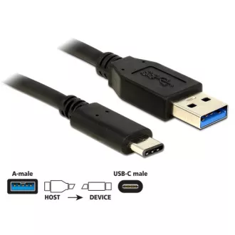 Delock Kabel SuperSpeed USB 10 Gbps (USB 3.1, Gen 2) Typ A samec > USB Type-C™ samec 1 m černý Delock Kabel SuperSpeed USB 10 Gbps (USB 3.1, Gen 2) Typ A samec > USB Type-C™ samec 1 m černý