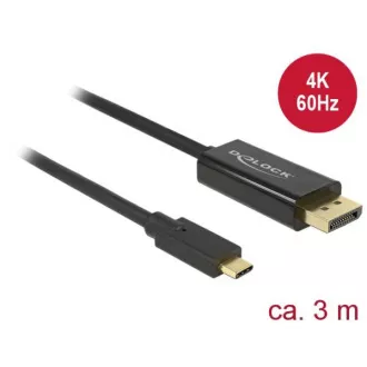 Delock Kabel USB Type-C™ samec > Displayport samec (DP Alt Mód) 4K 60 Hz 3 m černý Delock Kabel USB Type-C™ samec > Displayport samec (DP Alt Mód) 4K 60 Hz 3 m černý