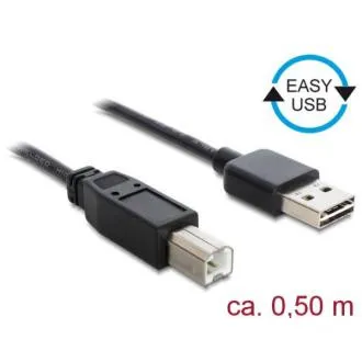 Delock Kabel EASY-USB 2.0 Typ-A samec > USB 2.0 Typ-B samec 0,5 m černý Delock Kabel EASY-USB 2.0 Typ-A samec > USB 2.0 Typ-B samec 0,5 m černý
