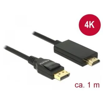 Delock Kabel Displayport 1.2 samec > High Speed HDMI-A samec pasivní 4K 1 m černý Delock Kabel Displayport 1.2 samec > High Speed HDMI-A samec pasivní 4K 1 m černý