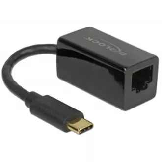 Delock Adaptér Super Speed USB (USB 3.1 Gen 1) s USB Type-C™ samec > Gigabit LAN 10/100/1000 Mbps kompaktní černý Delock Adaptér Super Speed USB (USB 3.1 Gen 1) s USB Type-C™ samec > Gigabit LAN 10/100/1000 Mbps kompaktní černý