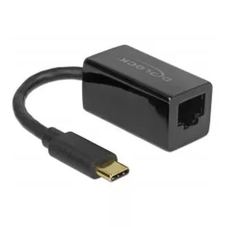 Delock Adaptér Super Speed USB (USB 3.1 Gen 1) s USB Type-C™ samec > Gigabit LAN 10/100/1000 Mbps kompaktní černý Delock Adaptér Super Speed USB (USB 3.1 Gen 1) s USB Type-C™ samec > Gigabit LAN 10/100/1000 Mbps kompaktní černý