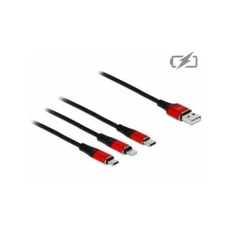 Delock Nabíjecí kabel USB 3 v 1 pro Lightning™ / Micro USB / USB Type-C™, 1 m
