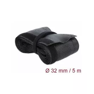Delock Pletené opláštění na suchý zip 5 m x 32 mm, černé