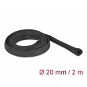 Delock Opletené opláštení se zipovým uzáverem, 2 m x 20 mm, cerné