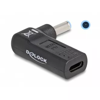 Delock Adaptér na kabel na nabíjení laptopu, ze zásuvky USB Type-C na zástrčku HP 4,5 x 3,0 mm, úhlový 90°