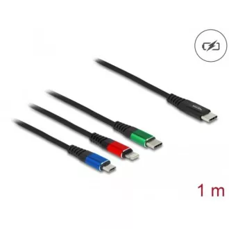 Delock Nabíjecí kabel USB 3 v 1 USB Type-C™ na Lightning™ / Micro USB / USB Type-C™, 1 m Delock Nabíjecí kabel USB 3 v 1 USB Type-C™ na Lightning™ / Micro USB / USB Type-C™, 1 m