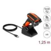 Delock Průmyslová čtečka 1D a 2D čárových kódů pro 2,4 GHz nebo Bluetooth s indukční nabíjecí stanicí