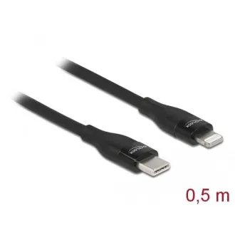 Delock Datový a nabíjecí kabel USB Type-C™ na Lightning™ pro iPhone™, iPad™ a iPod™ černá 0,5 m MFi Delock Datový a nabíjecí kabel USB Type-C™ na Lightning™ pro iPhone™, iPad™ a iPod™ černá 0,5 m MFi