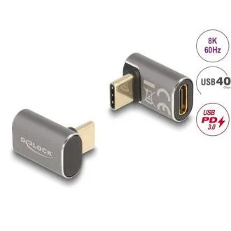 Delock USB Adaptér 40 Gbps USB Type-C PD 3.0 100 W samec na samice pravoúhlý 8K 60 Hz kovová