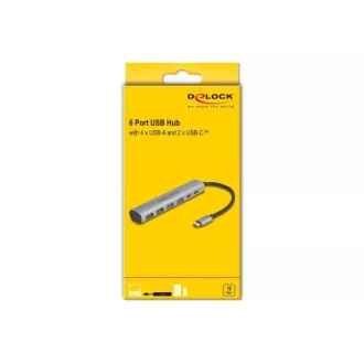 Delock 6 portový rozbočovač USB se 4 x zásuvkami USB Typu-A a se 2 x zásuvkami USB Type-C™ Delock 6 portový rozbočovač USB se 4 x zásuvkami USB Typu-A a se 2 x zásuvkami USB Type-C™