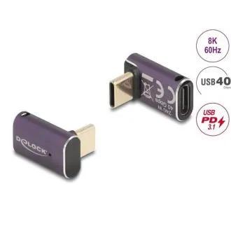Delock USB Adaptér 40 Gbps USB Type-C PD 3.1 240 W samec na samice pravoúhlý 8K 60 Hz kovová Delock USB Adaptér 40 Gbps USB Type-C PD 3.1 240 W samec na samice pravoúhlý 8K 60 Hz kovová