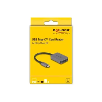 Delock Čtečka karet s rozhraním USB Type-C™ v hliníkovém krytu na paměťové karty SD nebo Micro SD