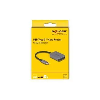 Delock Čtečka karet s rozhraním USB Type-C™ v hliníkovém krytu na paměťové karty SD nebo Micro SD