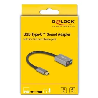 Delock Externí zvuková karta USB Type-C™ s audio adaptérem Plug & Play, 2 x 3,5 mm stereo jack Delock Externí zvuková karta USB Type-C™ s audio adaptérem Plug & Play, 2 x 3,5 mm stereo jack