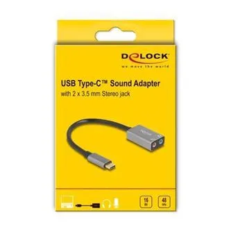 Delock Externí zvuková karta USB Type-C™ s audio adaptérem Plug & Play, 2 x 3,5 mm stereo jack Delock Externí zvuková karta USB Type-C™ s audio adaptérem Plug & Play, 2 x 3,5 mm stereo jack