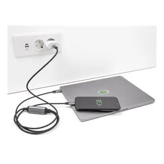 Delock Kabel USB-C™ ve tvaru Y, z 1 x zástrčky na 2 x zástrčky PD 3.0, 100 W inteligentní rozvod proudu, 1,2 m