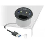 Delock Tříportový stolní rozbočovač USB 1 x USB Type-C a 2 x USB Typu-A + porty HD-Audio