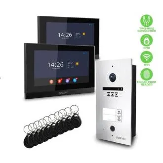 EVOLVEO DoorPhone ID-2, 2drátový videotelefon pro dva byty s RFID, otiskem prstu a podporou ONVIF kamer EVOLVEO DoorPhone ID-2, 2drátový videotelefon pro dva byty s RFID, otiskem prstu a podporou ONVIF kamer