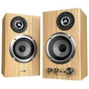 Genius SP-HF1812BT Reproduktory, 2.0, 50W, Bluetooth 5.3, 3,5mm jack, dřevěné, světle hnědé