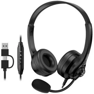 Genius HS-235U AI, Headset, drátový, náhlavní, mikrofon, Copilot, ovládání hlasitosti, kabel 2,4m, USB-C, USB, černý Genius HS-235U AI, Headset, drátový, náhlavní, mikrofon, Copilot, ovládání hlasitosti, kabel 2,4m, USB-C, USB, černý