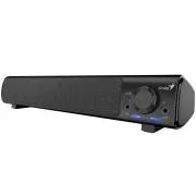 Genius 220BT, Reproduktor, soundbar, 4W RMS, Bluetooth, USB/USB-C, AUX (3,5mm jack), sluchátkový výstup, černý