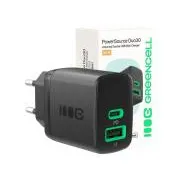 Green Cell PowerSource Duo30 Charger USB/USB-C Black Power Adapter 30W Power Delivery