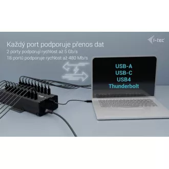 I-tec USB-C/USB-A Metal Charging+Data HUB, 15W per port, 20x USB-C, 360W