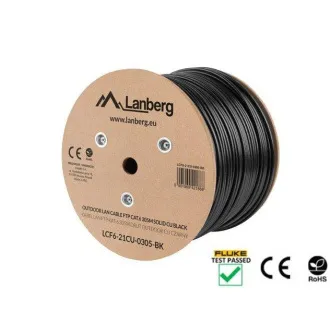 LANBERG LAN KABEL CAT.6 FTP 305M PEVNÝ VENKOVNÍ CU ČERNÝ FLUKE PŘEDÁN