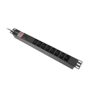 LANBERG 19" 1U 16A 2M 8X ZÁSUVKY IEC C13 ČERNÁ C20