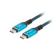 Lanberg KABEL USB-C M/M 4.0 1,5 M 240W 8K 60HZ ČERNO-MODRÝ