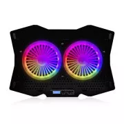 Modecom MC-CF18 RGB chladící podložka pro notebooky do velikosti 18", 2 ventilátory, RGB LED podsvícení, černá