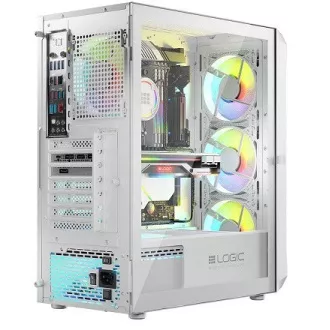 LOGIC PC skříň Portos ARGB MIDI 1x USB 3.0, 2x USB 2.0 + audio, bílá, bez zdroje LOGIC PC skříň Portos ARGB MIDI 1x USB 3.0, 2x USB 2.0 + audio, bílá, bez zdroje