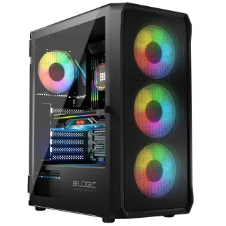 LOGIC PC skříň Portos ARGB MIDI 1x USB 3.0, 2x USB 2.0 + audio, černá, bez zdroje LOGIC PC skříň Portos ARGB MIDI 1x USB 3.0, 2x USB 2.0 + audio, černá, bez zdroje