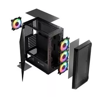 LOGIC PC skříň Portos ARGB MIDI 1x USB 3.0, 2x USB 2.0 + audio, černá, bez zdroje LOGIC PC skříň Portos ARGB MIDI 1x USB 3.0, 2x USB 2.0 + audio, černá, bez zdroje