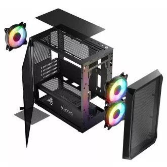 LOGIC PC skříň Portos ARGB MINI 1x USB 3.0, 2x USB 2.0 + audio, černá, bez zdroje LOGIC PC skříň Portos ARGB MINI 1x USB 3.0, 2x USB 2.0 + audio, černá, bez zdroje