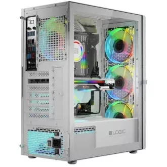 LOGIC PC skříň Aramis ARGB MIDI 1x USB 3.0, 2x USB 2.0 + audio, bílá, bez zdroje