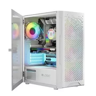 LOGIC PC skříň Aramis ARGB MIDI 1x USB 3.0, 2x USB 2.0 + audio, bílá, bez zdroje