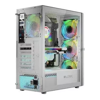 LOGIC PC skříň Aramis ARGB MIDI 1x USB 3.0, 2x USB 2.0 + audio, bílá, bez zdroje