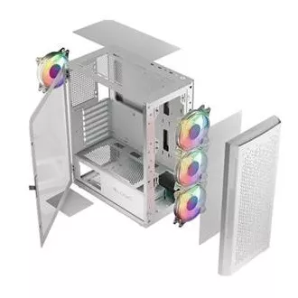 LOGIC PC skříň Aramis ARGB MIDI 1x USB 3.0, 2x USB 2.0 + audio, bílá, bez zdroje
