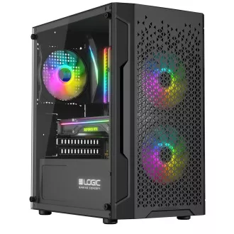 LOGIC PC skříň Aramis ARGB MINI 1x USB 3.0, 2x USB 2.0 + audio, černá, bez zdroje LOGIC PC skříň Aramis ARGB MINI 1x USB 3.0, 2x USB 2.0 + audio, černá, bez zdroje