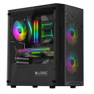LOGIC PC skříň Aramis ARGB MINI 1x USB 3.0, 2x USB 2.0 + audio, černá, bez zdroje LOGIC PC skříň Aramis ARGB MINI 1x USB 3.0, 2x USB 2.0 + audio, černá, bez zdroje