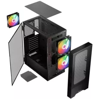 LOGIC PC skříň Arya ARGB MIDI 1x USB 3.0, 2x USB 2.0 + audio, černá, bez zdroje LOGIC PC skříň Arya ARGB MIDI 1x USB 3.0, 2x USB 2.0 + audio, černá, bez zdroje