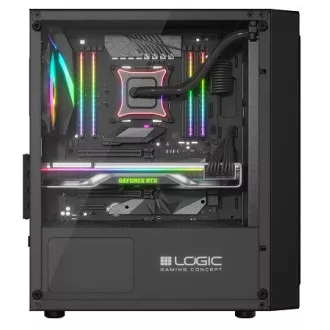 LOGIC PC skříň Atos ARGB MINI 1x USB 3.0, 2x USB 2.0 + audio, černá, bez zdroje