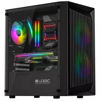 LOGIC PC skříň Atos ARGB MINI 1x USB 3.0, 2x USB 2.0 + audio, černá, bez zdroje