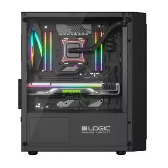 LOGIC PC skříň Atos ARGB MINI 1x USB 3.0, 2x USB 2.0 + audio, černá, bez zdroje
