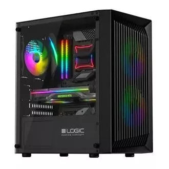 LOGIC PC skříň Atos ARGB MINI 1x USB 3.0, 2x USB 2.0 + audio, černá, bez zdroje